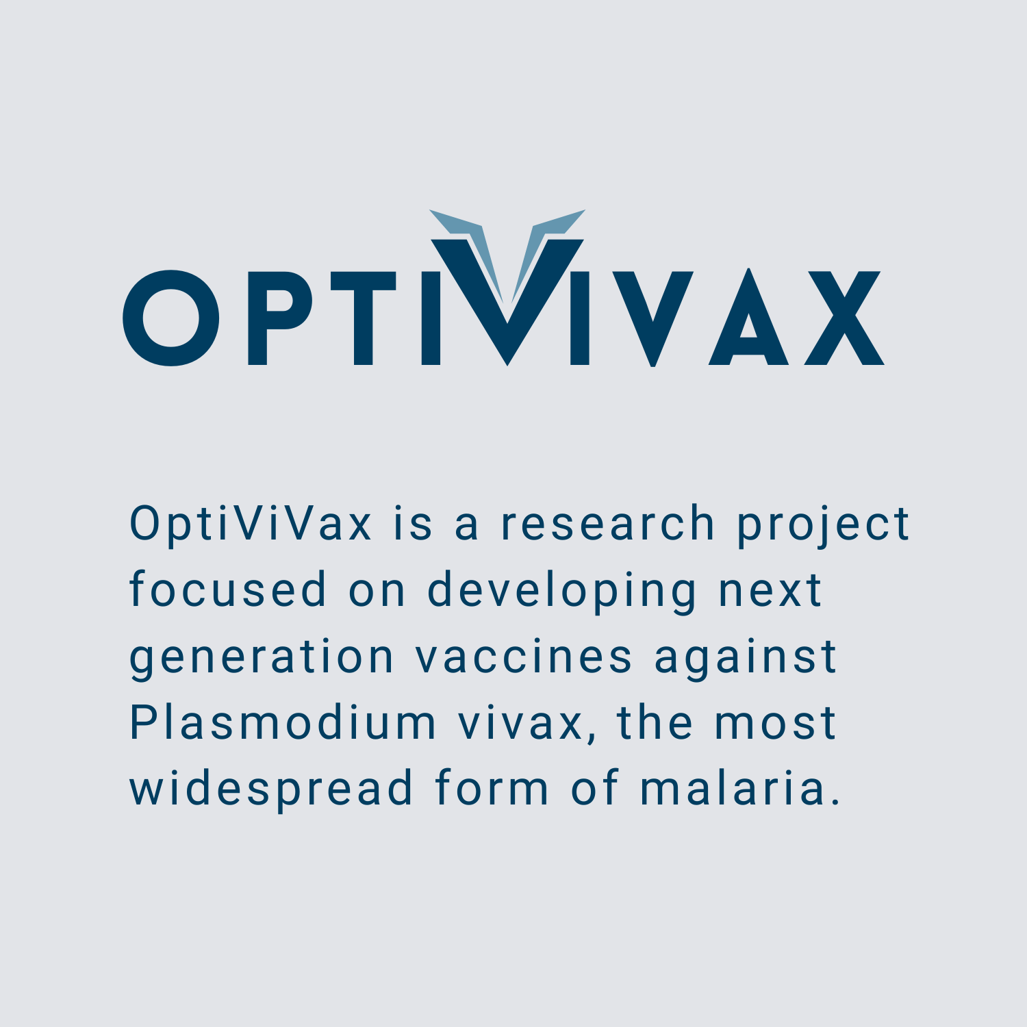 Optivivax coloured logo with a text explaining the aim of the research project.
